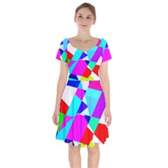 Patchwork Short Sleeve Bardot Dress