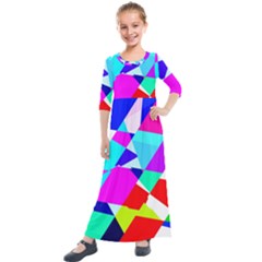 Patchwork Kids  Quarter Sleeve Maxi Dress