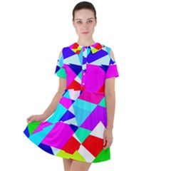 Patchwork Short Sleeve Shoulder Cut Out Dress  by designsbyamerianna