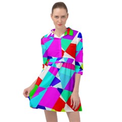 Patchwork Mini Skater Shirt Dress