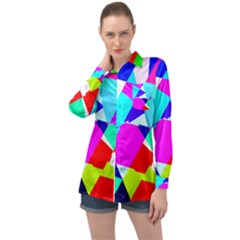 Patchwork Long Sleeve Satin Shirt