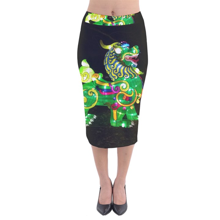 Green Ki Rin Velvet Midi Pencil Skirt