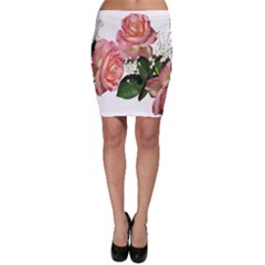 Roses Pink Leaves Flowers Perfume Bodycon Skirt by Simbadda