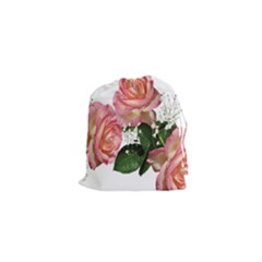 Roses Pink Leaves Flowers Perfume Drawstring Pouch (xs) by Simbadda