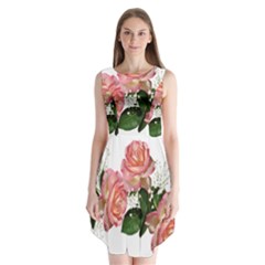 Roses Pink Leaves Flowers Perfume Sleeveless Chiffon Dress  