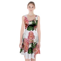 Roses Pink Leaves Flowers Perfume Racerback Midi Dress by Simbadda