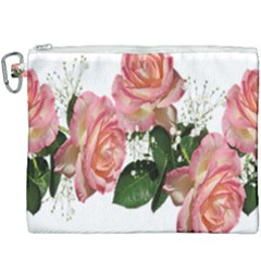 Roses Pink Leaves Flowers Perfume Canvas Cosmetic Bag (xxxl) by Simbadda