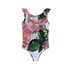 Roses Pink Leaves Flowers Perfume Kids  Frill Swimsuit by Simbadda