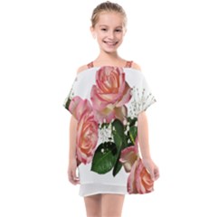 Roses Pink Leaves Flowers Perfume Kids  One Piece Chiffon Dress