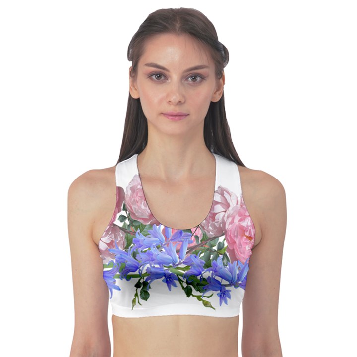 Flowers Roses Bluebells Arrangement Sports Bra