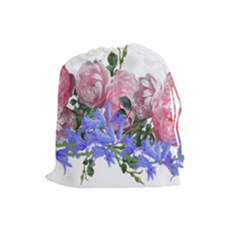 Flowers Roses Bluebells Arrangement Drawstring Pouch (large) by Simbadda