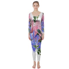 Flowers Roses Bluebells Arrangement Long Sleeve Catsuit by Simbadda