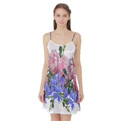 Flowers Roses Bluebells Arrangement Satin Night Slip by Simbadda