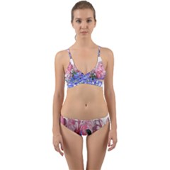 Flowers Roses Bluebells Arrangement Wrap Around Bikini Set by Simbadda