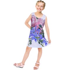 Flowers Roses Bluebells Arrangement Kids  Tunic Dress