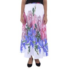 Flowers Roses Bluebells Arrangement Flared Maxi Skirt by Simbadda