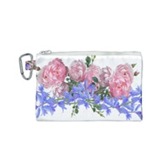 Flowers Roses Bluebells Arrangement Canvas Cosmetic Bag (small) by Simbadda