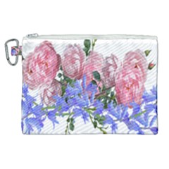 Flowers Roses Bluebells Arrangement Canvas Cosmetic Bag (xl) by Simbadda