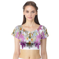 Lilies Belladonna Easter Lilies Short Sleeve Crop Top by Simbadda