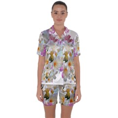 Lilies Belladonna Easter Lilies Satin Short Sleeve Pyjamas Set by Simbadda