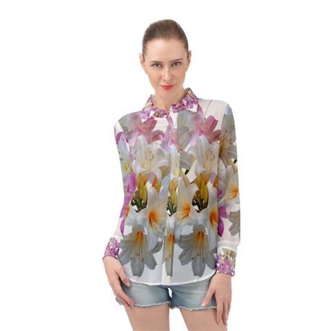 Lilies Belladonna Easter Lilies Long Sleeve Chiffon Shirt by Simbadda