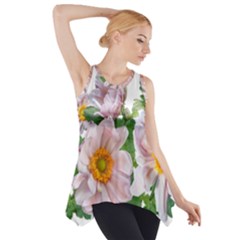 Flowers Anemone Arrangement Cut Out Side Drop Tank Tunic by Simbadda