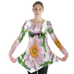 Flowers Anemone Arrangement Cut Out Long Sleeve Tunic  by Simbadda