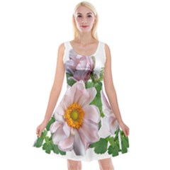 Flowers Anemone Arrangement Cut Out Reversible Velvet Sleeveless Dress by Simbadda