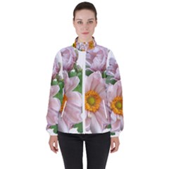 Flowers Anemone Arrangement Cut Out Women s High Neck Windbreaker by Simbadda