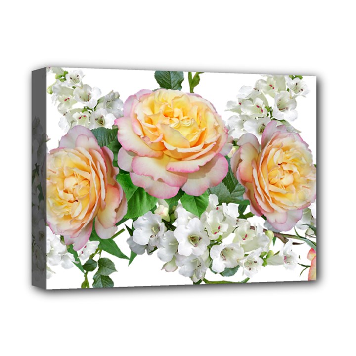 Flowers Arrangement Yellow Roses Deluxe Canvas 16  x 12  (Stretched) 