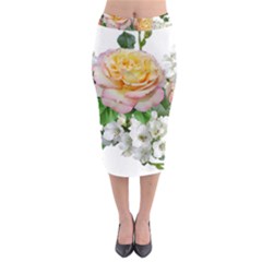 Flowers Arrangement Yellow Roses Midi Pencil Skirt by Simbadda