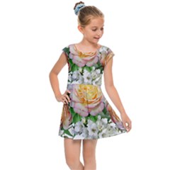 Flowers Arrangement Yellow Roses Kids  Cap Sleeve Dress by Simbadda