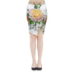 Flowers Arrangement Yellow Roses Midi Wrap Pencil Skirt by Simbadda