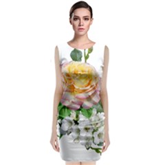 Flowers Arrangement Yellow Roses Sleeveless Velvet Midi Dress by Simbadda