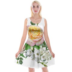 Flowers Arrangement Yellow Roses Reversible Velvet Sleeveless Dress by Simbadda