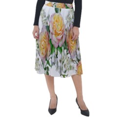 Flowers Arrangement Yellow Roses Classic Velour Midi Skirt  by Simbadda