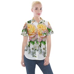 Flowers Arrangement Yellow Roses Women s Short Sleeve Pocket Shirt