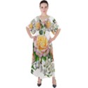 Flowers Arrangement Yellow Roses V-Neck Boho Style Maxi Dress View1