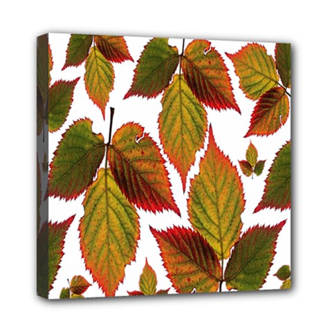 Leaves Autumn Fall Colorful Mini Canvas 8  X 8  (stretched) by Simbadda