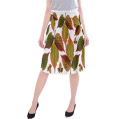 Leaves Autumn Fall Colorful Midi Beach Skirt by Simbadda