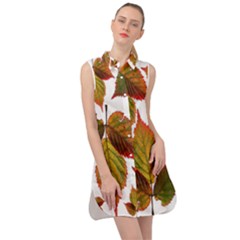 Leaves Autumn Fall Colorful Sleeveless Shirt Dress