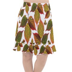 Leaves Autumn Fall Colorful Fishtail Chiffon Skirt by Simbadda