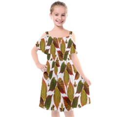 Leaves Autumn Fall Colorful Kids  Cut Out Shoulders Chiffon Dress