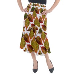 Leaves Autumn Fall Colorful Midi Mermaid Skirt by Simbadda