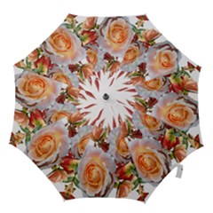 Roses Flowers Leaves Nandina Hook Handle Umbrellas (small) by Simbadda