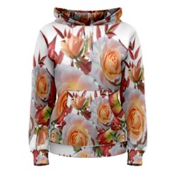 Roses Flowers Leaves Nandina Women s Pullover Hoodie