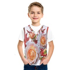 Roses Flowers Leaves Nandina Kids  Sportswear by Simbadda