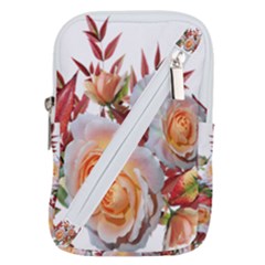 Roses Flowers Leaves Nandina Belt Pouch Bag (large) by Simbadda