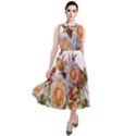 Roses Flowers Leaves Nandina Round Neck Boho Dress View1