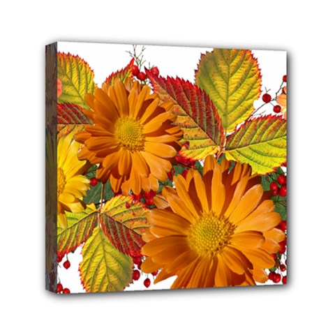 Flowers Arrangement Autumn Daisies Mini Canvas 6  X 6  (stretched) by Simbadda